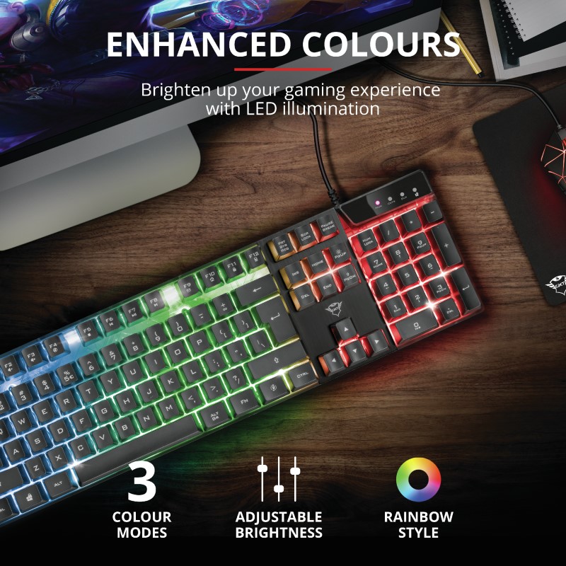 Trust GXT 835 gaming tastatura Azor Illuminated - Image 3