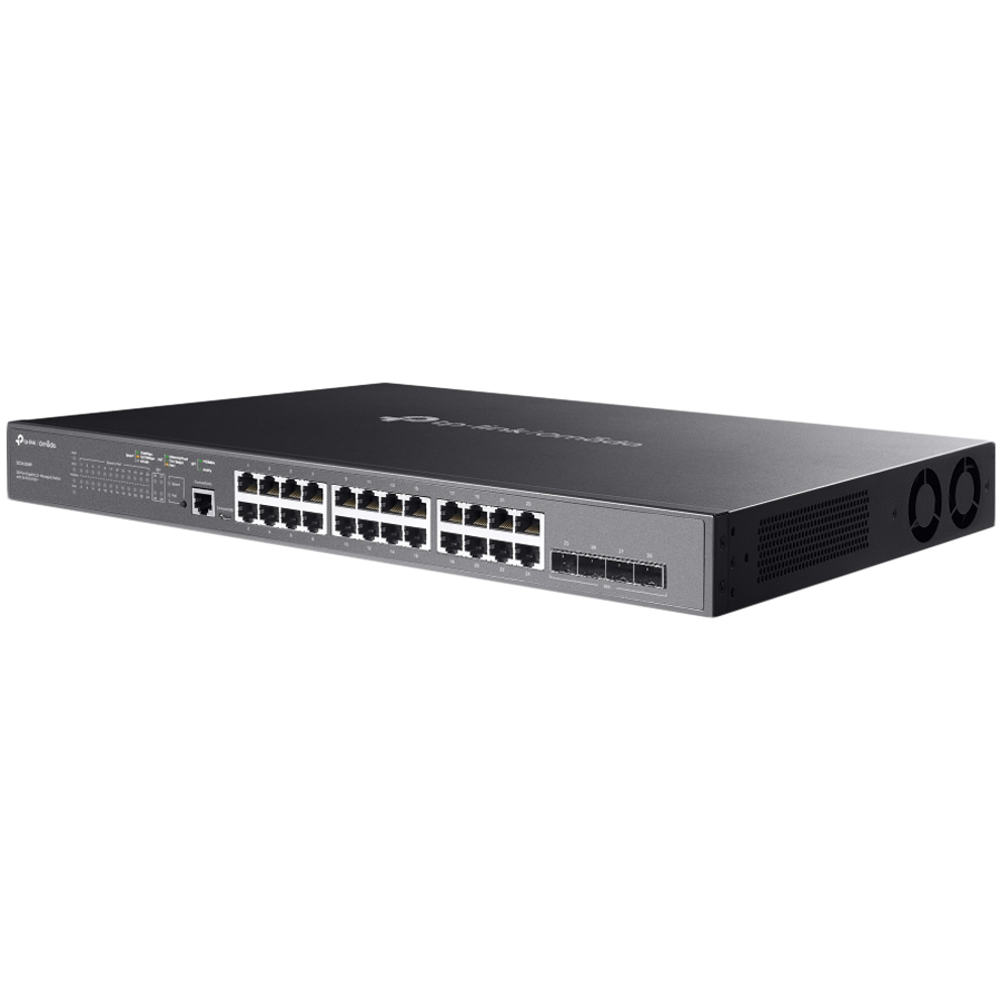 TP-Link SG3428MP Omada 28-Port Gigabit L2+ Managed Switch with 24× Gigabit 802.3af/at PoE+ ports and 4× Gigabit SFP slots, 384 W total PoE budget, Omada app, Static Routing, VLAN, ACL, QoS, IGMP Snooping, OAM, and DDM, ERPS, Zero-Touch Provisioning - Image 3