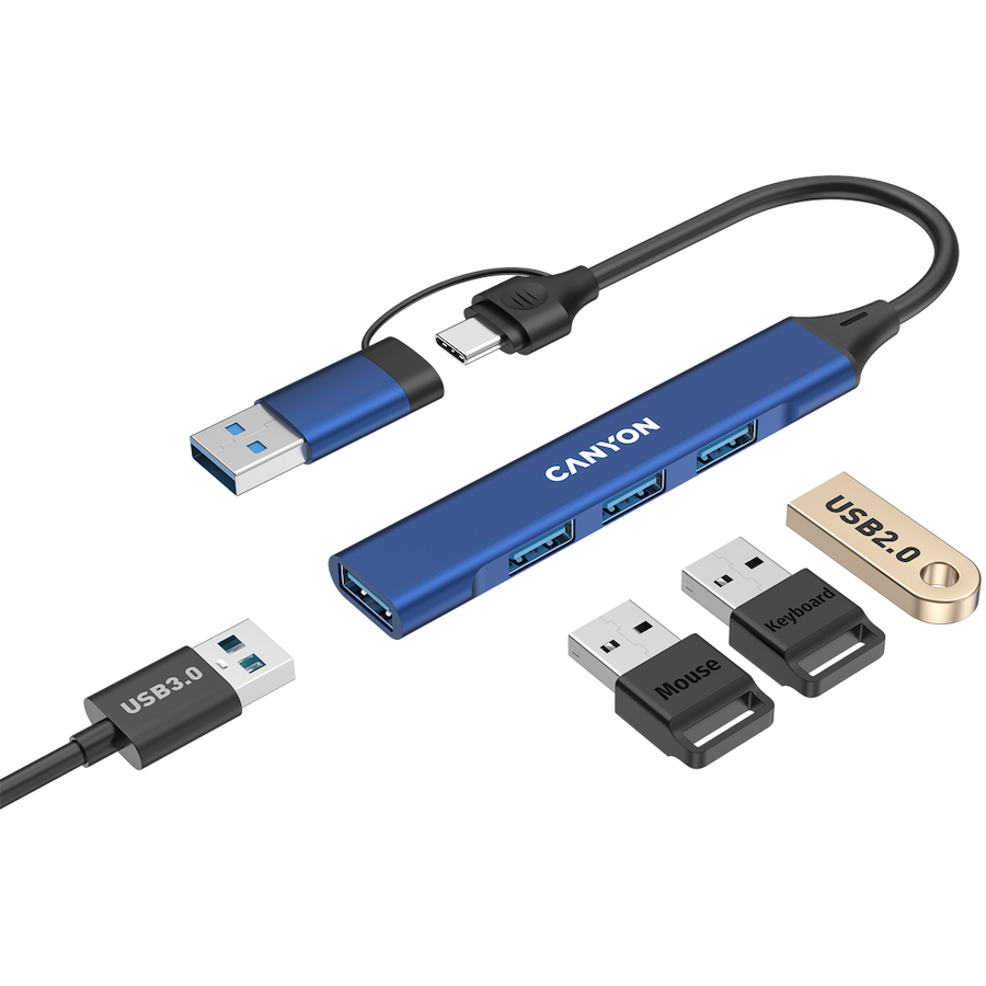 CANYON hub DS-02 4in1 USB-A/C Blue - Image 5