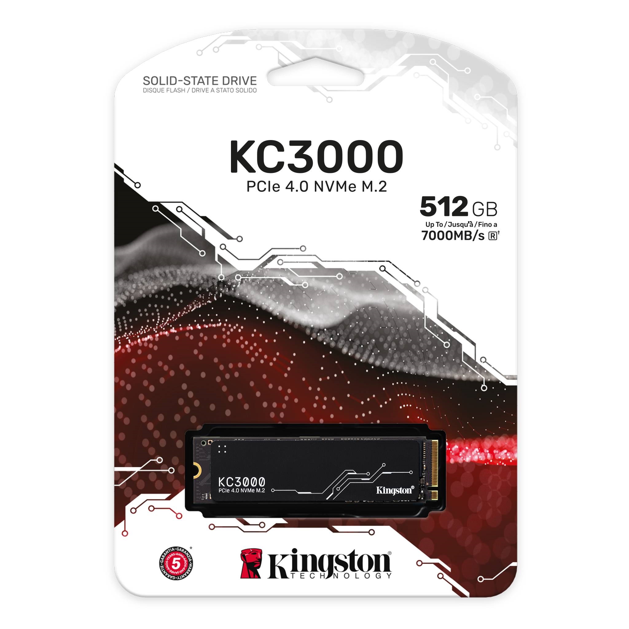 Kingston SSD 512GB KC3000M.2, NVMe PCIe Gen 4.0R/W : 7000/3900MB/s - Image 2