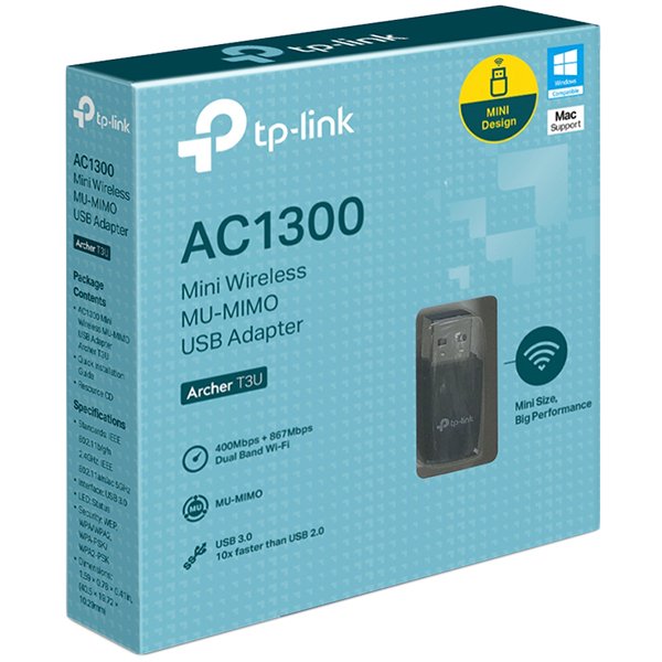 TP-Link Archer T3U AC1300 Mini Wi-Fi MU-MIMO USB Adapter,Mini Size, 867Mbps at 5GHz + 400Mbps at 2.4GHz, USB 3.0 - Image 3