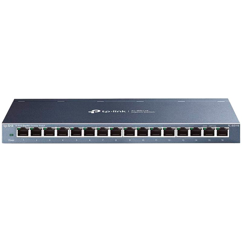 TP-Link TL-SG116 16-Port Gigabit Desktop Switch, 16 Gigabit RJ45 Ports, Desktop Steel Case, Green Ethernet technology, IEEE 802.3x, 802.1p/DSCP QoS, IGMP Snooping, desktop or wall-mounting - Image 2