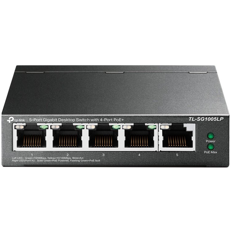 TP-Link TL-SG1005LP 5-Port Gigabit Unmanaged Switch with 4-Port PoE+, 802.3af/at PoE+, PoE budget 40W, 802.1p/DSCP QoS for Traffic Prioritization, Intelligent Power Management, IGMP Snooping, durable metal casing, desktop mount - Image 2