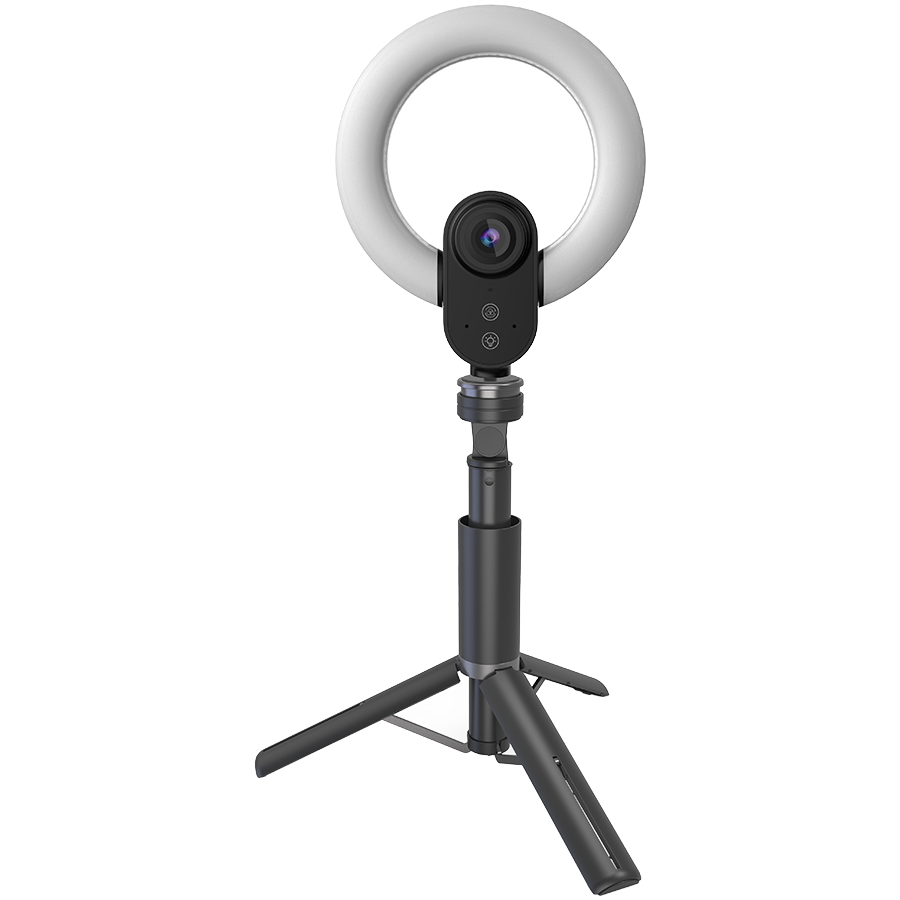 LORGAR Circulus 910, Streaming web camera, 5MP 2592X1944 max resolution, up to 60fps, 1/2.8", Sony STARVIS CMOS image sensor, full glass lens, 5.5'' built-in ring light (1700-14 000K), foldable tripod, auto focus, dual microphones with AI noise reduction, USB Type C, size: 470*133*115mm, 0.525kg, black+white - Image 2
