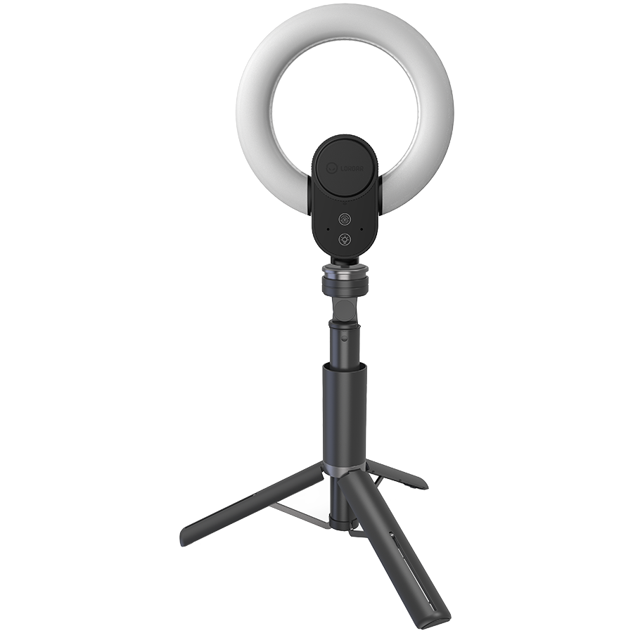 LORGAR Circulus 910, Streaming web camera, 5MP 2592X1944 max resolution, up to 60fps, 1/2.8", Sony STARVIS CMOS image sensor, full glass lens, 5.5'' built-in ring light (1700-14 000K), foldable tripod, auto focus, dual microphones with AI noise reduction, USB Type C, size: 470*133*115mm, 0.525kg, black+white - Image 3