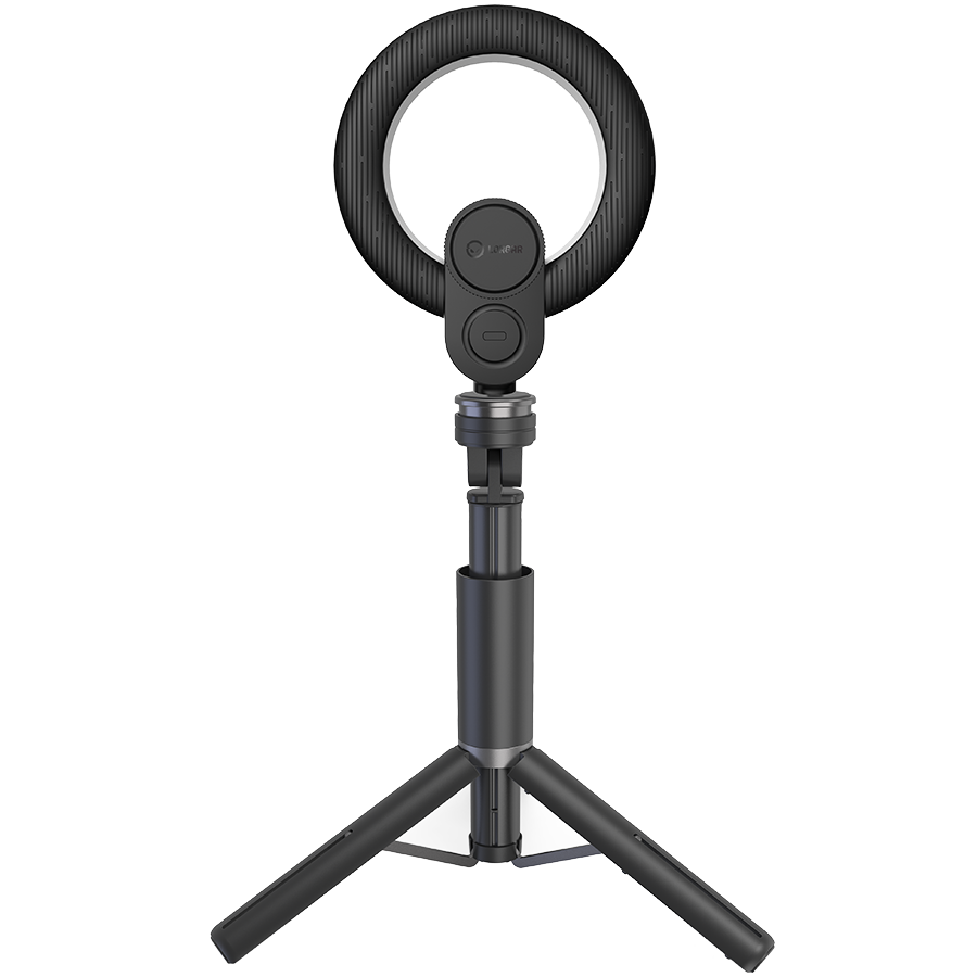 LORGAR Circulus 910, Streaming web camera, 5MP 2592X1944 max resolution, up to 60fps, 1/2.8", Sony STARVIS CMOS image sensor, full glass lens, 5.5'' built-in ring light (1700-14 000K), foldable tripod, auto focus, dual microphones with AI noise reduction, USB Type C, size: 470*133*115mm, 0.525kg, black+white - Image 4