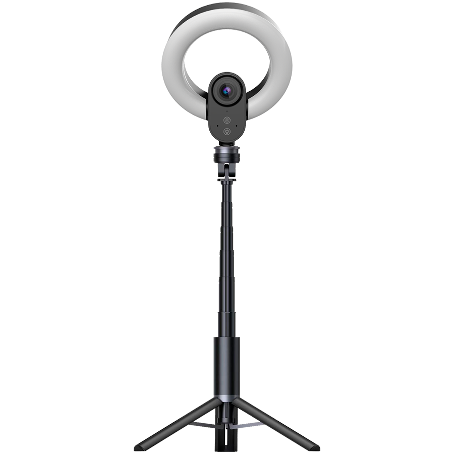 LORGAR Circulus 910, Streaming web camera, 5MP 2592X1944 max resolution, up to 60fps, 1/2.8", Sony STARVIS CMOS image sensor, full glass lens, 5.5'' built-in ring light (1700-14 000K), foldable tripod, auto focus, dual microphones with AI noise reduction, USB Type C, size: 470*133*115mm, 0.525kg, black+white - Image 5