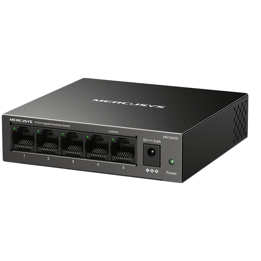 Mercusys MS105GS 5-Port Gigabit Desktop Switch, 5× Gigabit Ports, Desktop Steel Case, Wall Mounting, Plug and Play, Power Saving, Compact design, Green Ethernet technology, Silent - Image 3