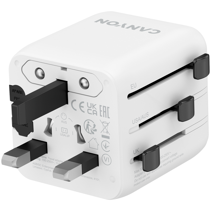 CANYON Travel Adapter OnTour One EU/UK/US/AUS White - Image 3