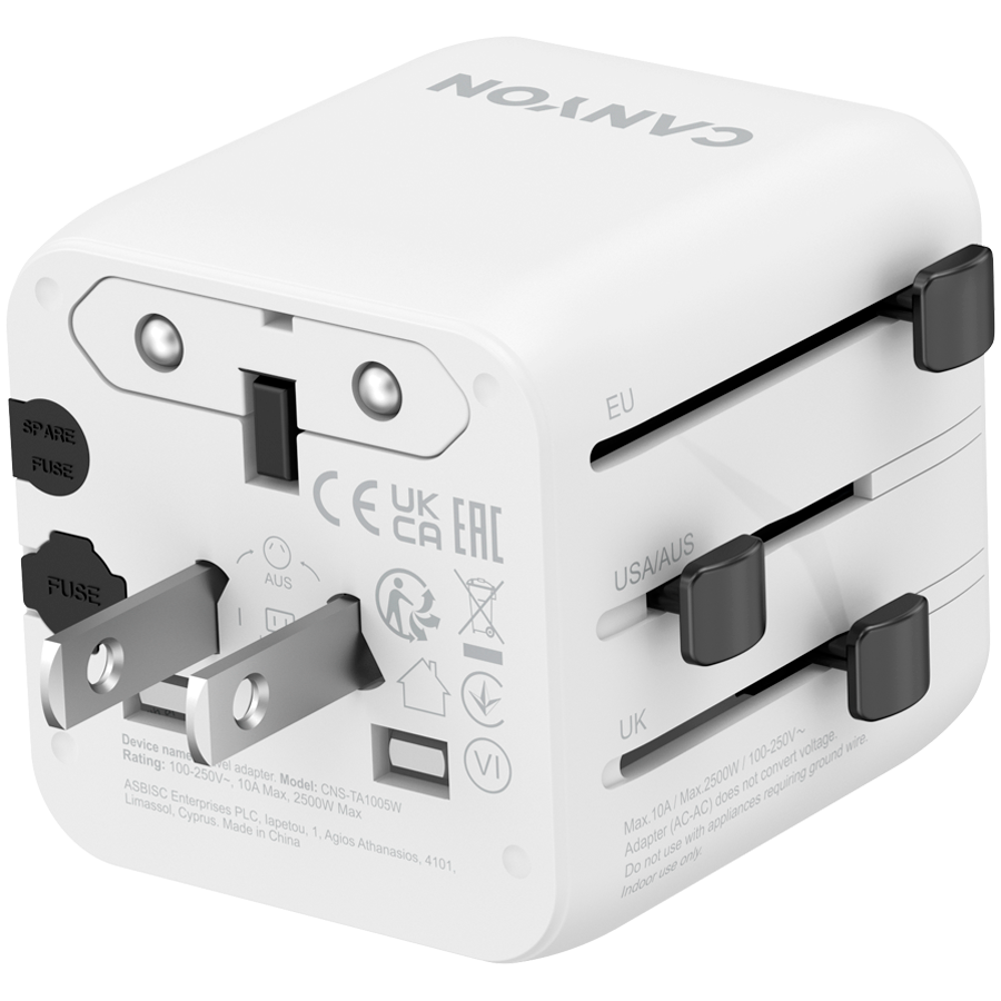 CANYON Travel Adapter OnTour One EU/UK/US/AUS White - Image 4