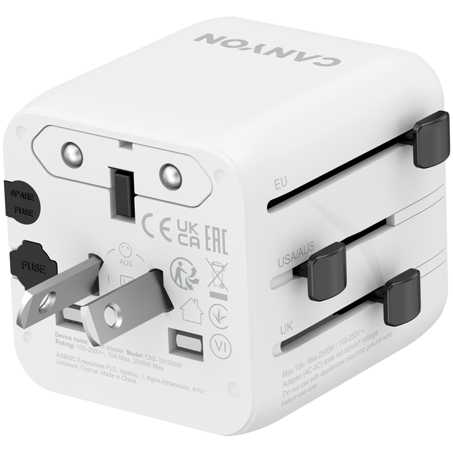 CANYON Travel Adapter OnTour One EU/UK/US/AUS White - Image 5
