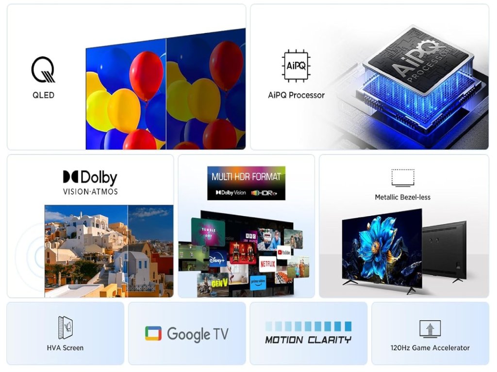 TCL 65"P7K 4K QLED TV 60HzGoogle TV; HDR multi-format;HVA Panel; Game Master; Dolby Atmos; - Image 4
