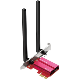 Mercusys MA37BE BE6500 WiFi 7 Bluetooth 5.4 PCIe Adapter, 2402 Mbps at 6 GHz + 2402 Mbps at 5 GHz + 574 Mbps at 2.4 GHz, 2x High Gain Tri-Band External Antennas, Wi-Fi 6E, MU-MIMO, OFDMA, 1024 QAM, HE160, WPA3, Bluetooth 5.4, Windows 11