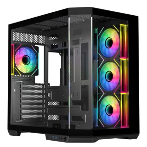 RYZE Mythic MT500 4F Black 1x ARGB fan, 3x ARGB Reverse ATX, Dual chamber case