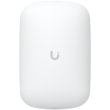 UBIQUITI U6 Extender; WiFi 6; 6 spatial streams; 115 m² (1,250 ft²) coverage; 300+ connected devices; Powered with standard AC wall outlet; Wireless uplink to UniFi WiFi.