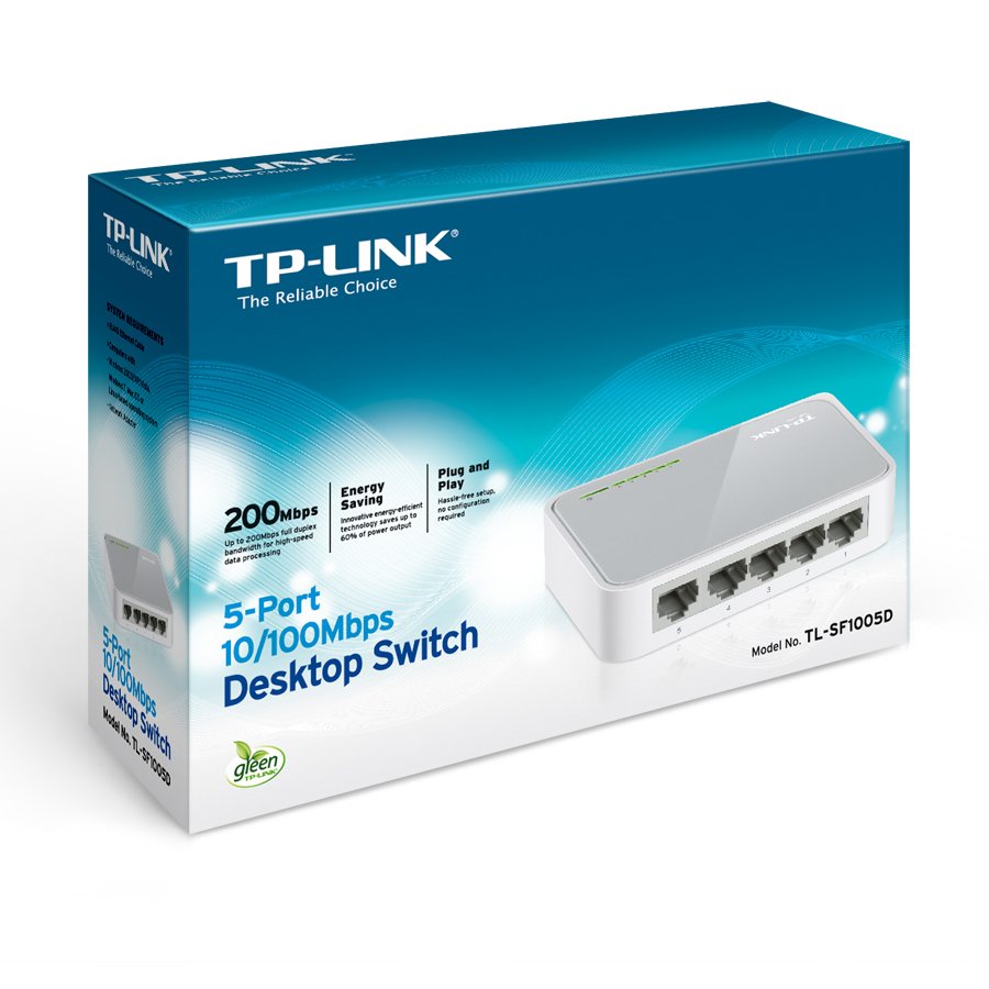 Switch TP-Link TL-SF1005D, 5-Port RJ45 10/100Mbps desktop switch, Fanless, Auto Negotiation/Auto MDI/MDIX, Plastic case - Image 4