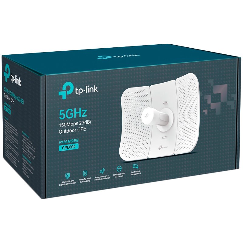 TP-Link CPE605 5 GHz 150 Mbps 23 dBi Outdoor CPE, 1× 10/100 Mbps Shielded Ethernet Port, 150 Mbps at 5 GHz, 23 dBi, 30+ km, IP65 Weatherproof, Passive PoE, MAXtream TDMA, Centralized Management, Spectrum Analyzer, AP/Client/AP Router/AP Client Router/Repeater/Bridge mode - Image 4