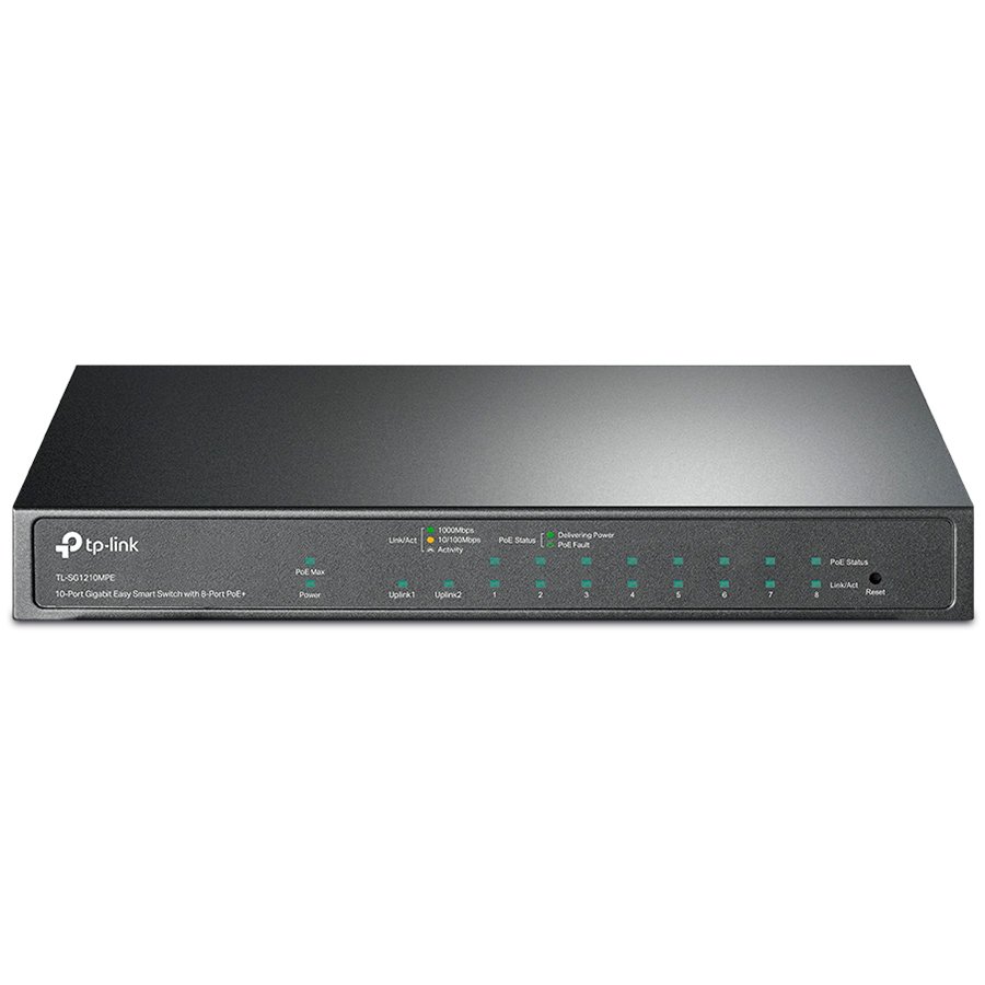 TP-Link TL-SG1210MPE 10-Port Gigabit Easy Smart Switch with 8-Port PoE+, 8× Gigabit PoE+ Ports, 2x Gigabit Non-PoE Ports, 1× Combo Gigabit SFP Slot, 123 W PoE Power,Desktop Steel Case,MTU/Port/Tag-based VLAN,QoS,IGMP Snooping,Web/Utility Management - Image 2
