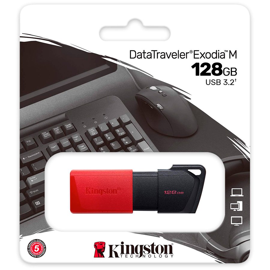 Kingston 128GB USB3.2 Gen1 DataTraveler Exodia M (Black + Red) - Image 4