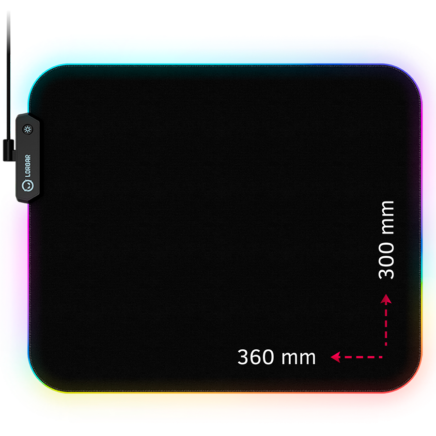 Lorgar Steller 913, Gaming mouse pad, High-speed surface, anti-slip rubber base, RGB backlight, USB connection, Lorgar WP Gameware support, size: 360mm x 300mm x 3mm, weight 0.250kg - Image 2