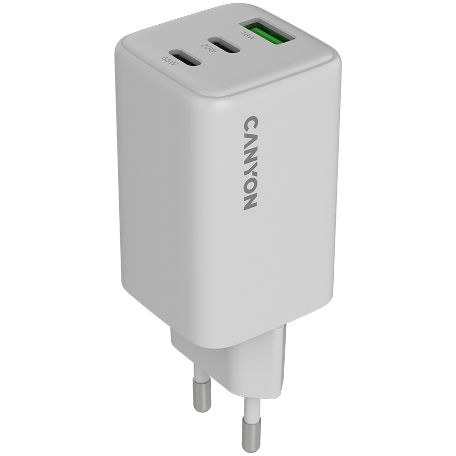 CANYON charger CU65ACC GaN 65W 2xPD 1xQC EU White - Image 2