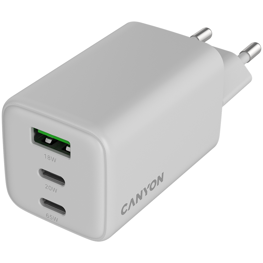 CANYON charger CU65ACC GaN 65W 2xPD 1xQC EU White - Image 5
