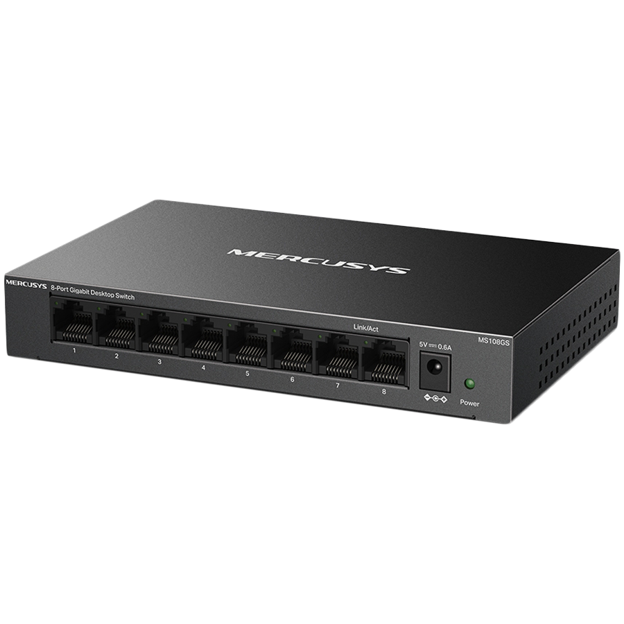 Mercusys MS108GS 8-Port Gigabit Desktop Switch, 8× Gigabit Ports, Desktop Steel Case, Wall Mounting, Plug and Play, Power Saving, Compact design, Green Ethernet technology, Silent - Image 3