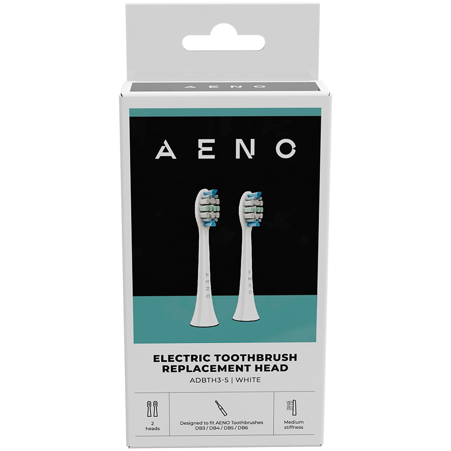 AENO Replacement toothbrush heads, White, Dupont bristles, 2pcs in set (for ADB0003/ADB0005 and ADB0004/ADB0006) - Image 3