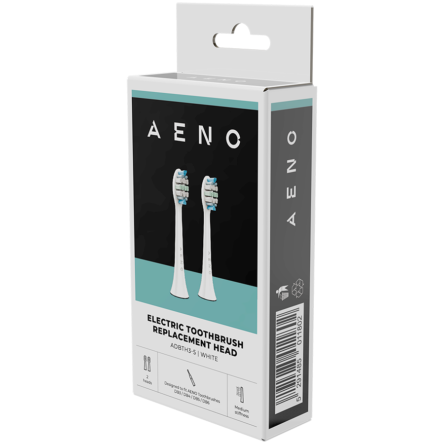 AENO Replacement toothbrush heads, White, Dupont bristles, 2pcs in set (for ADB0003/ADB0005 and ADB0004/ADB0006) - Image 4