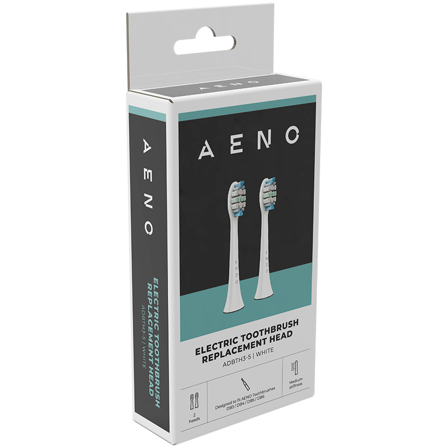 AENO Replacement toothbrush heads, White, Dupont bristles, 2pcs in set (for ADB0003/ADB0005 and ADB0004/ADB0006) - Image 5