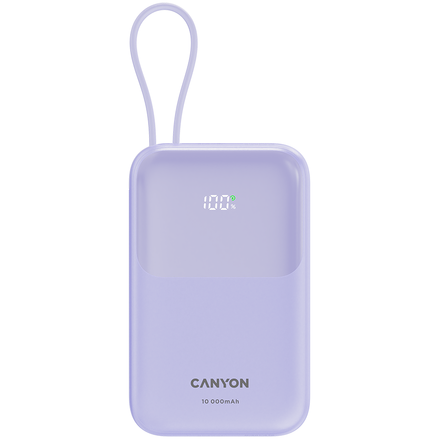 CANYON power bank OnPower 101 built-in cable 10000 mAh PD22.5W Purple - Image 2