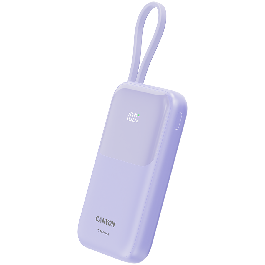 CANYON power bank OnPower 101 built-in cable 10000 mAh PD22.5W Purple - Image 3