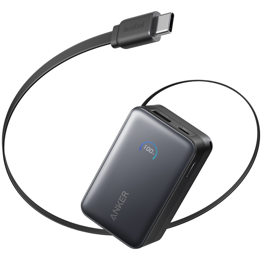 Anker Nano Power Bank (10K, 45W, Built-In Retractable USB-C Cable) Black - Image 2