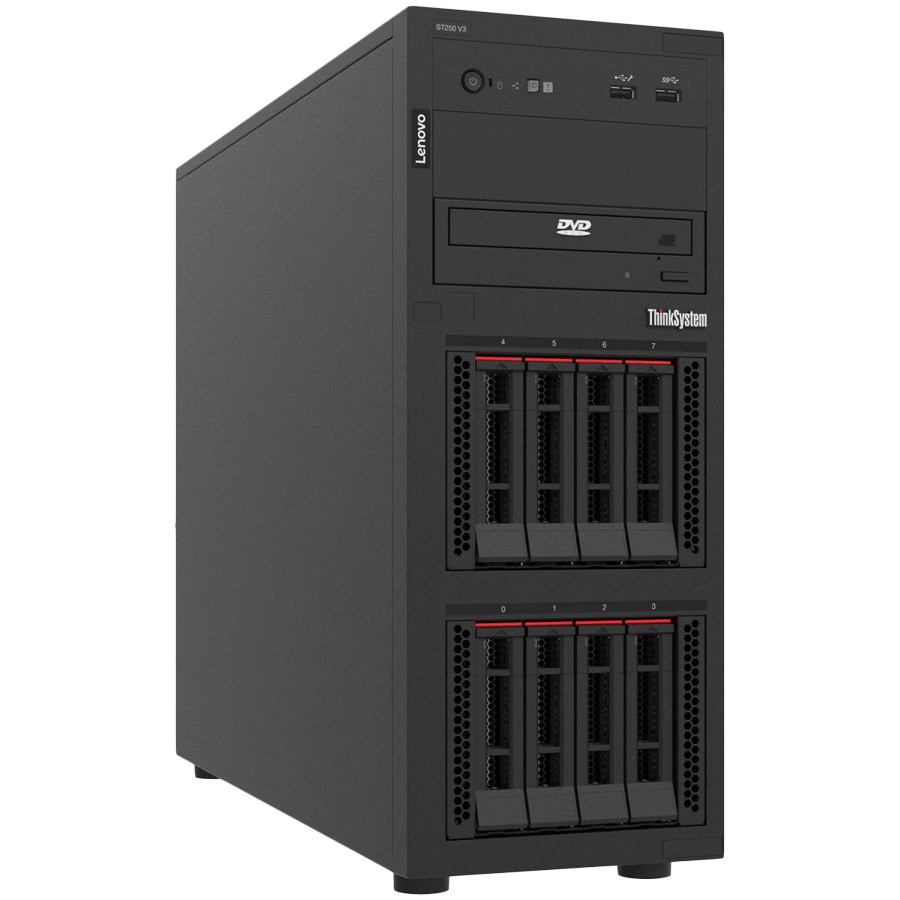 Lenovo ThinkSystem ST250 V3,1xIntel Xeon 6315P (4C 2.8GHz 55W),1x 16GB TruDDR5 5600MHz (1Rx8) ECC UDIMM,8x 2.5 Base,SW RAID,1x 800W HS Titanium,XCC Platinum,3yr Warranty - Image 2