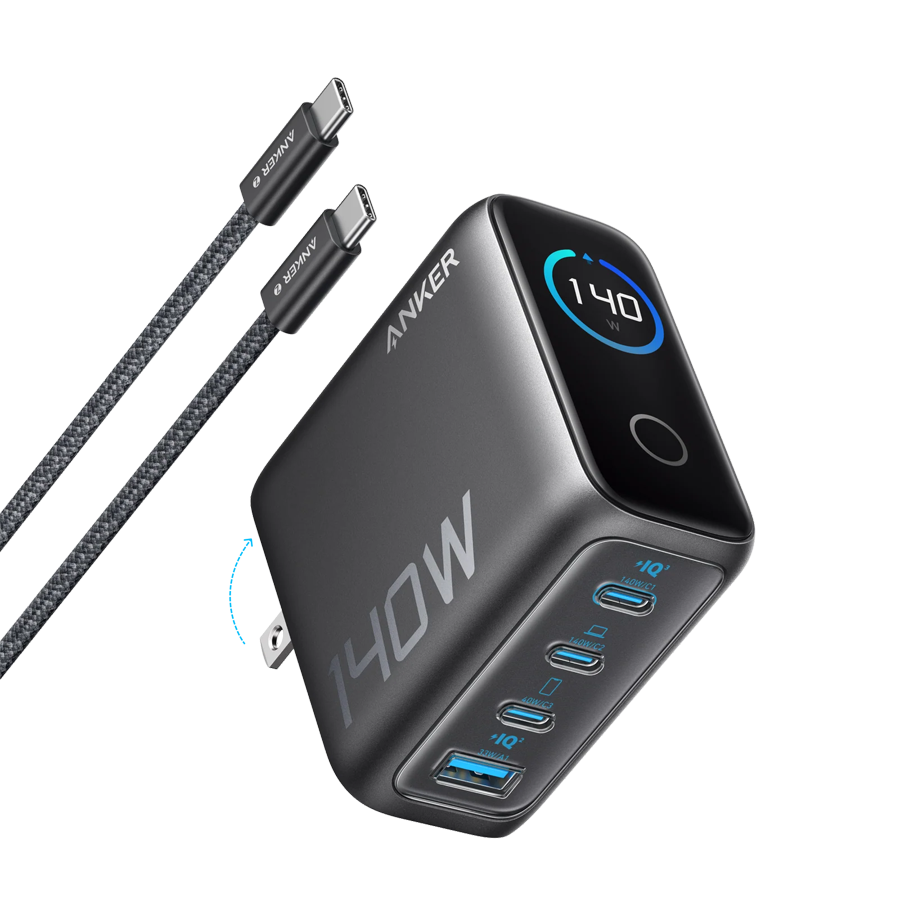 Anker Charger (140W, 4-Port, PD 3.1) with USB-C Cable Gray - Image 2