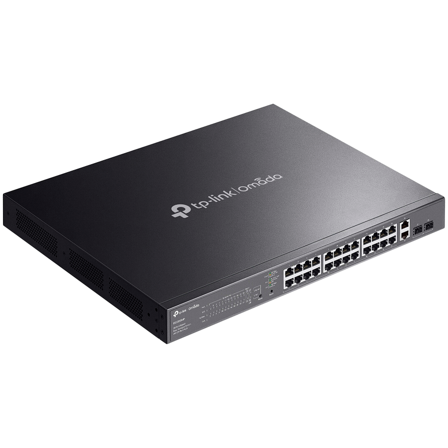 TP-Link ES228GMP Omada 28-Port Gigabit Easy Managed Switch with 24-Port PoE+, 24x Gigabit PoE+ Ports, 2x Gigabit Non-PoE Ports, 2x Gigabit SFP Ports, 384W PoE Power, 1U 19-inch Rack-mountable Steel Case, Omada App.Fast PoE,Perpetual PoE,Flow Control - Image 3