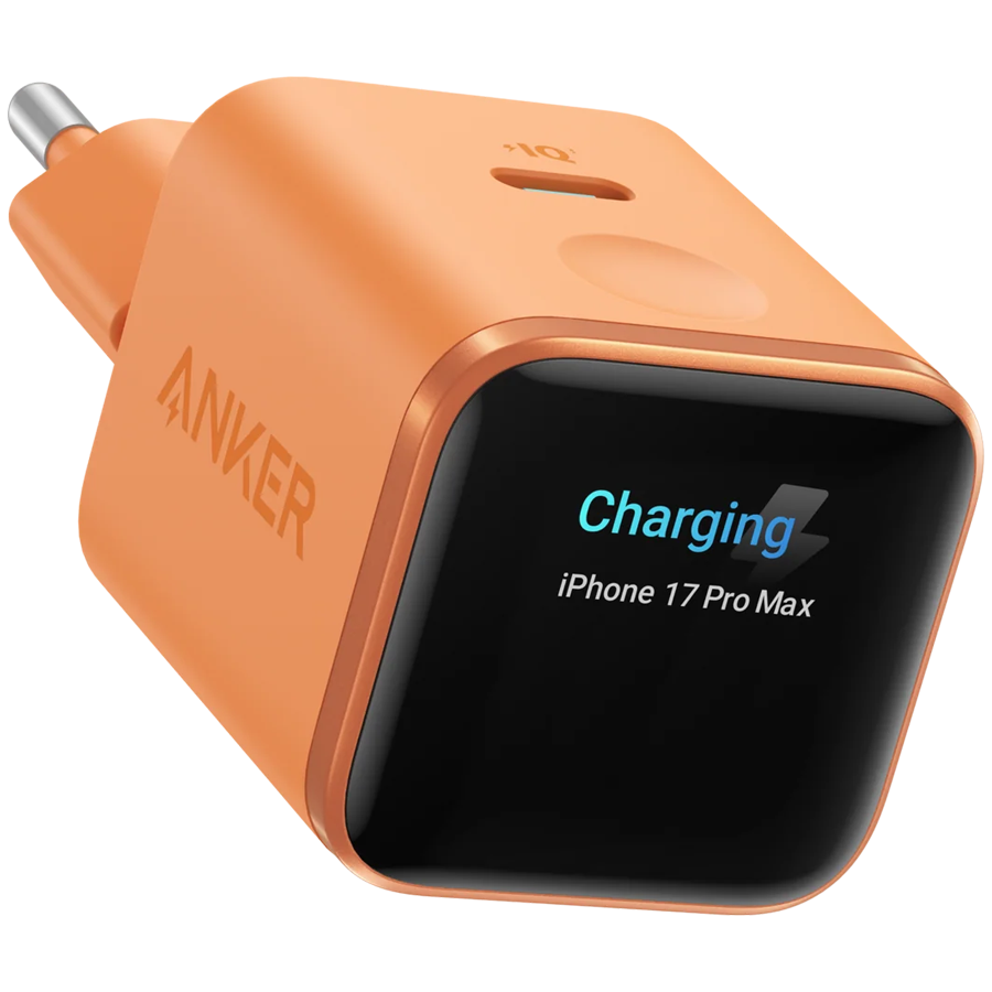 Anker Nano Charger (45W, Smart Display) Orange, Smart iPhone Recognition With Care Mode, 45W Max Fast Charging with Smart Power Adjustment, Pocket Size, Powered by GaN - Image 2