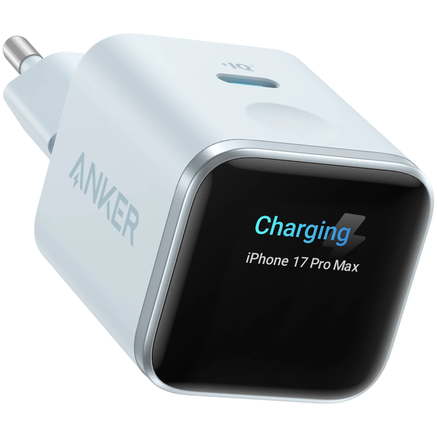Anker Nano Charger (45W, Smart Display) Blue, Smart iPhone Recognition With Care Mode, 45W Max Fast Charging with Smart Power Adjustment, Pocket Size, Powered by GaN - Image 2