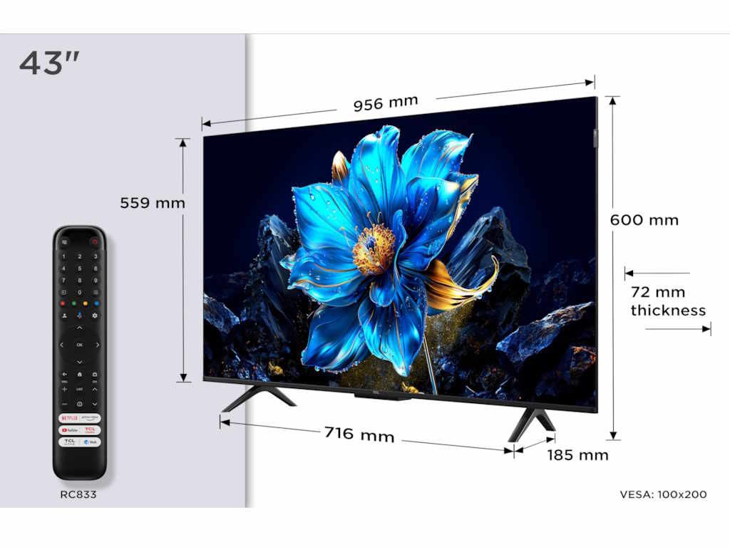 TCL 43"P7K 4K QLED TV 60HzGoogle TV; HDR multi-format;HVA Panel; Game Master; Dolby Atmos; - Image 4