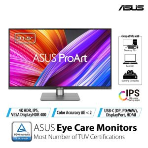 Asus 32" ProArt mon PA329CRV32",4K,IPS,350cd,60Hz,5ms,HDMIx2,DPx2,3xUSB 3.2.1xUSB Type-C 96W,Speak