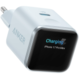 Anker Nano Charger (45W, Smart Display) Blue, Smart iPhone Recognition With Care Mode, 45W Max Fast Charging with Smart Power Adjustment, Pocket Size, Powered by GaN