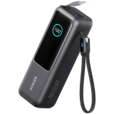 Anker Power Bank (25K, 165W, Built-In USB-C and Retractable Cable) Black