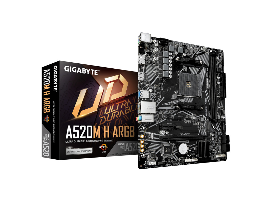 Gigabyte MB A520M H ARGB AM4; 2xDDR4; 5100MHz/64GB M.2; 4xSATA; 6xUSB; 1xDP,1xHDMI; mATX