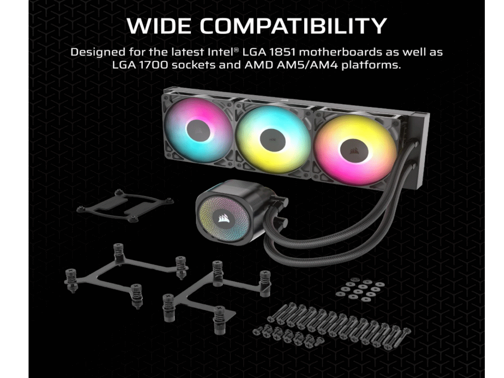 CORSAIR NAUTILUS 360 RS AIOLiquid CPU Cooler, Black,RS120LGA1851, LGA1700, AM5, AM4 - Image 3