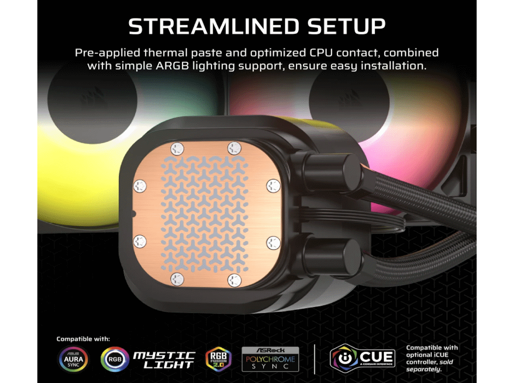 CORSAIR NAUTILUS 360 RS AIOLiquid CPU Cooler, Black,RS120LGA1851, LGA1700, AM5, AM4 - Image 4