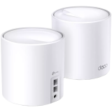 TP-Link Deco X60(2-pack) AX5400 Whole Home Mesh Wi-Fi 6 System, 574 Mbps at 2.4 GHz + 2402 Mbps at 5 GHz,4× Internal Antennas, 2× G Ports (WAN/LAN auto-sensing), Qualcomm 1 GHz Quad-core CPU, 4 Streams for 5 GHz, Deco App, Router/AP Mode, Homecare
