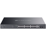 TP-Link ES228GMP Omada 28-Port Gigabit Easy Managed Switch with 24-Port PoE+, 24x Gigabit PoE+ Ports, 2x Gigabit Non-PoE Ports, 2x Gigabit SFP Ports, 384W PoE Power, 1U 19-inch Rack-mountable Steel Case, Omada App.Fast PoE,Perpetual PoE,Flow Control
