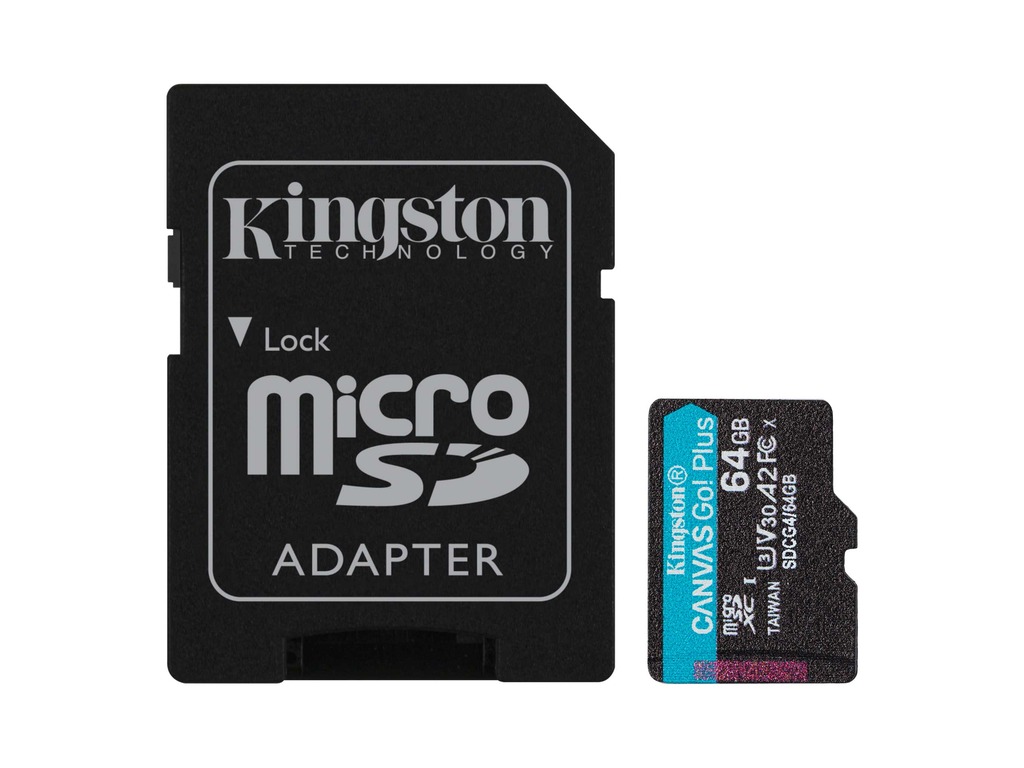 Kingston 128GB microSDXC Canvas Go Plus Gen4 200MB/s A2 U3 V30 Card + Adapter