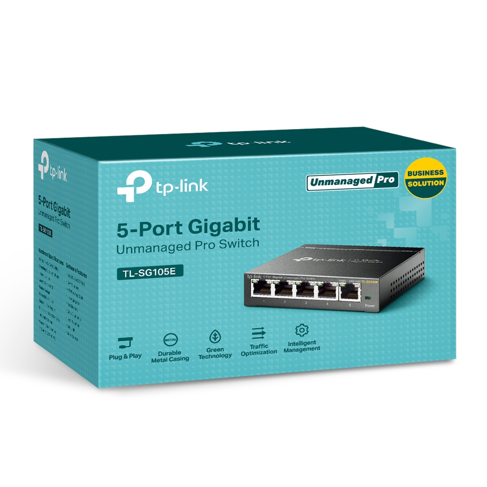 TP-Link TL-SG105E 5-Port Gigabit Desktop Easy Smart Switch, 5 10/100/1000Mbps RJ45 ports, MTU/Port/Tag-based VLAN, QoS, IGMP Snooping, Green technology, Metal Casing, Desktop/Wall mount - Image 3