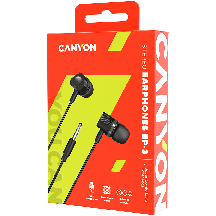 CANYON headphones EP-3 Mic 1.2m Dark Grey - Image 4